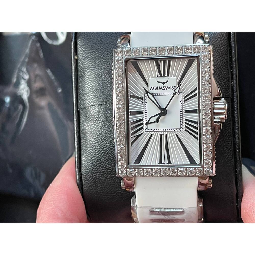 Aquaswiss Kelly Ladies Silver White Rubber White Bracelet W.Silver Watch NIB